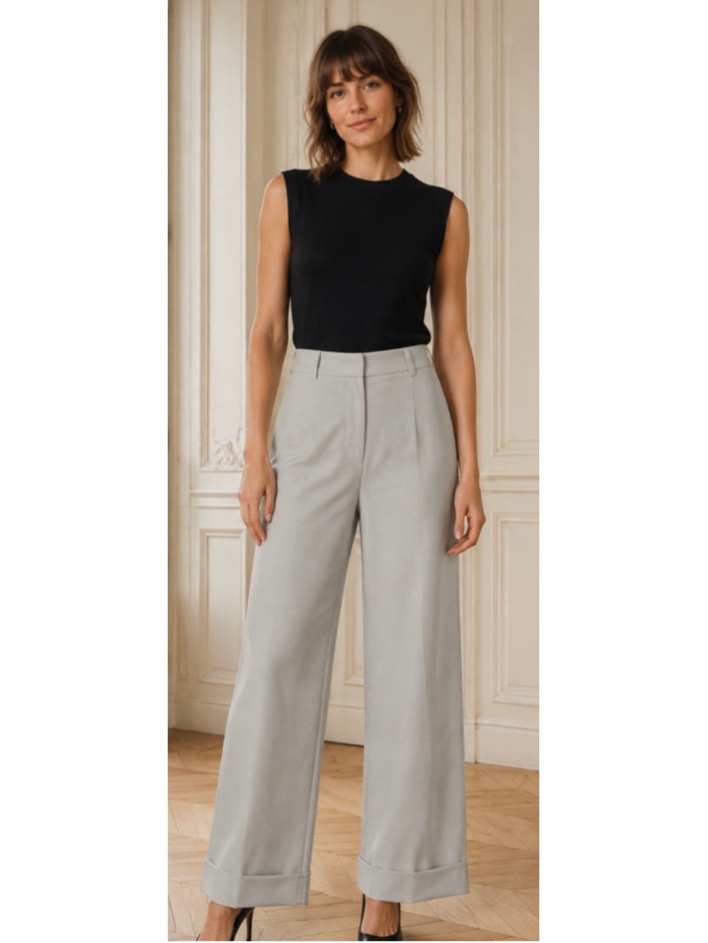 Emporio Armani Wide Leg Silk Pants Grey Size 38/2 New w tag Italian Luxury